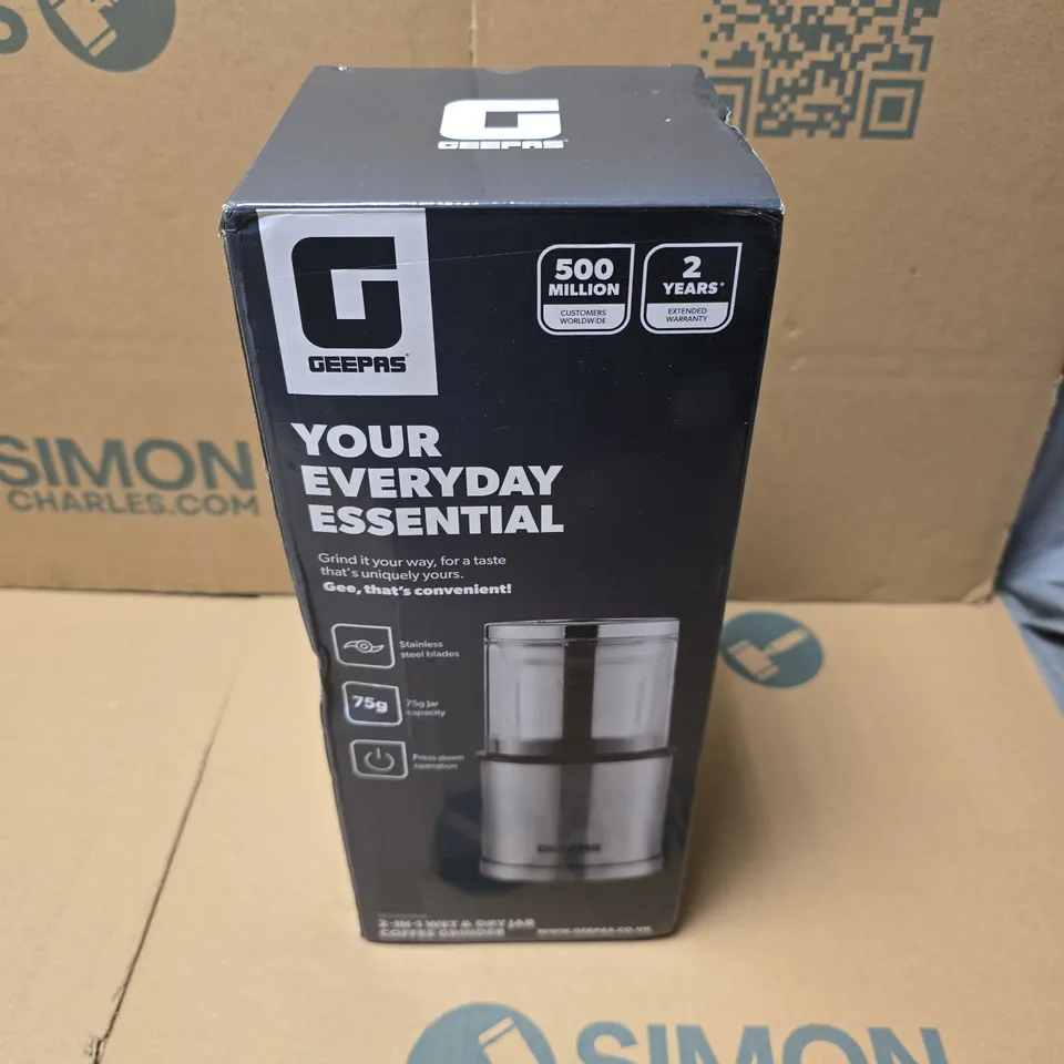 BOXED GEEPAS 2-IN-1 WET & DRY COFFEE GRINDER