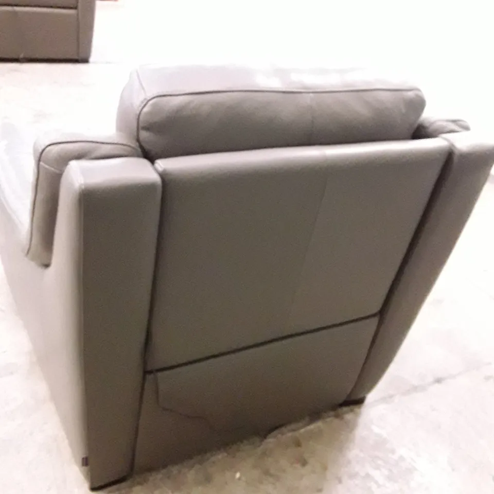 QUALITY ITALIAN DESIGNER DEGANO ELECTRIC RECLINER CHAIR WITH SMALL ARMS - GREY ANTHRACITE LEATHER