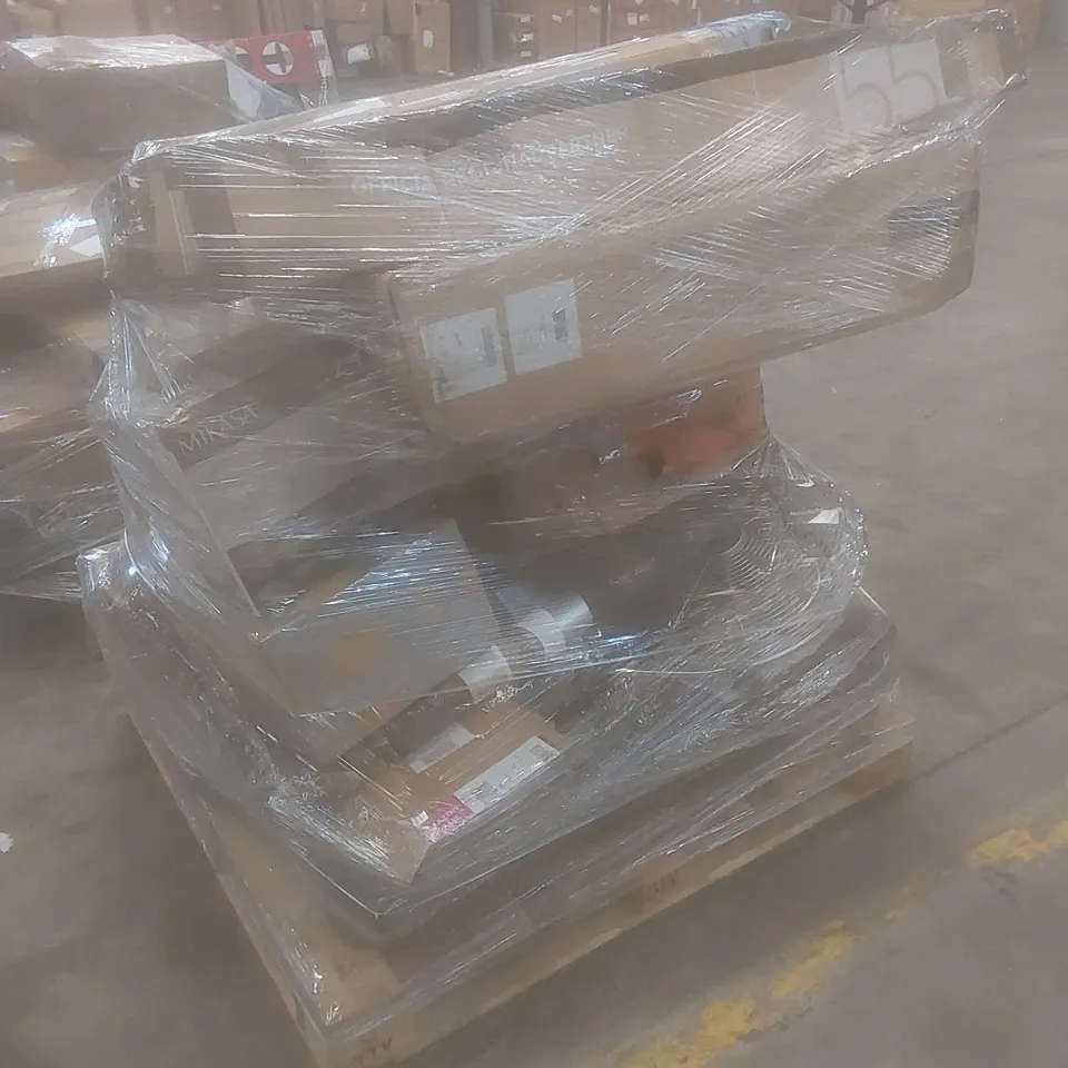 PALLET OF ASSORTED HOUSEHOLD GOODS AND INCOMPLETE FURNITURE PARTS 