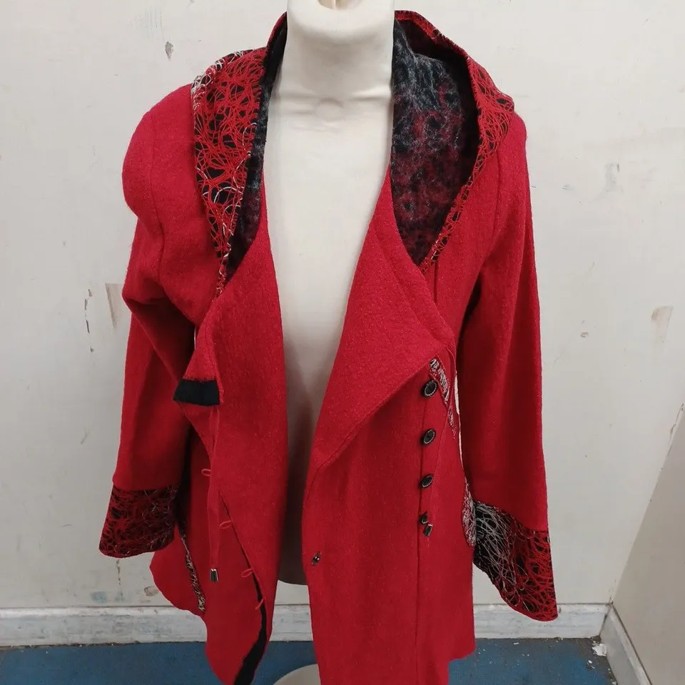JOE BROWNS FULL ZIP WOOL BLEND COAT IN RED - 10
