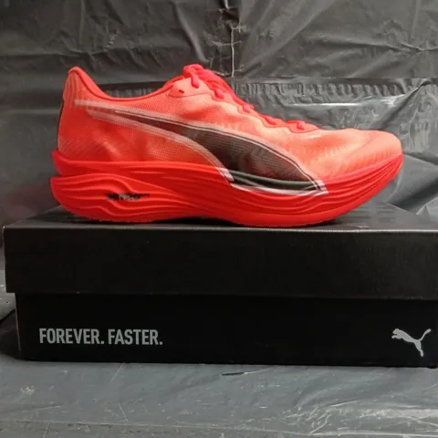 BOXED PAIR OF PUMA DEVIATE NITRO ELITE 3 SHOES IN ORANGE SIZE UK 11.5