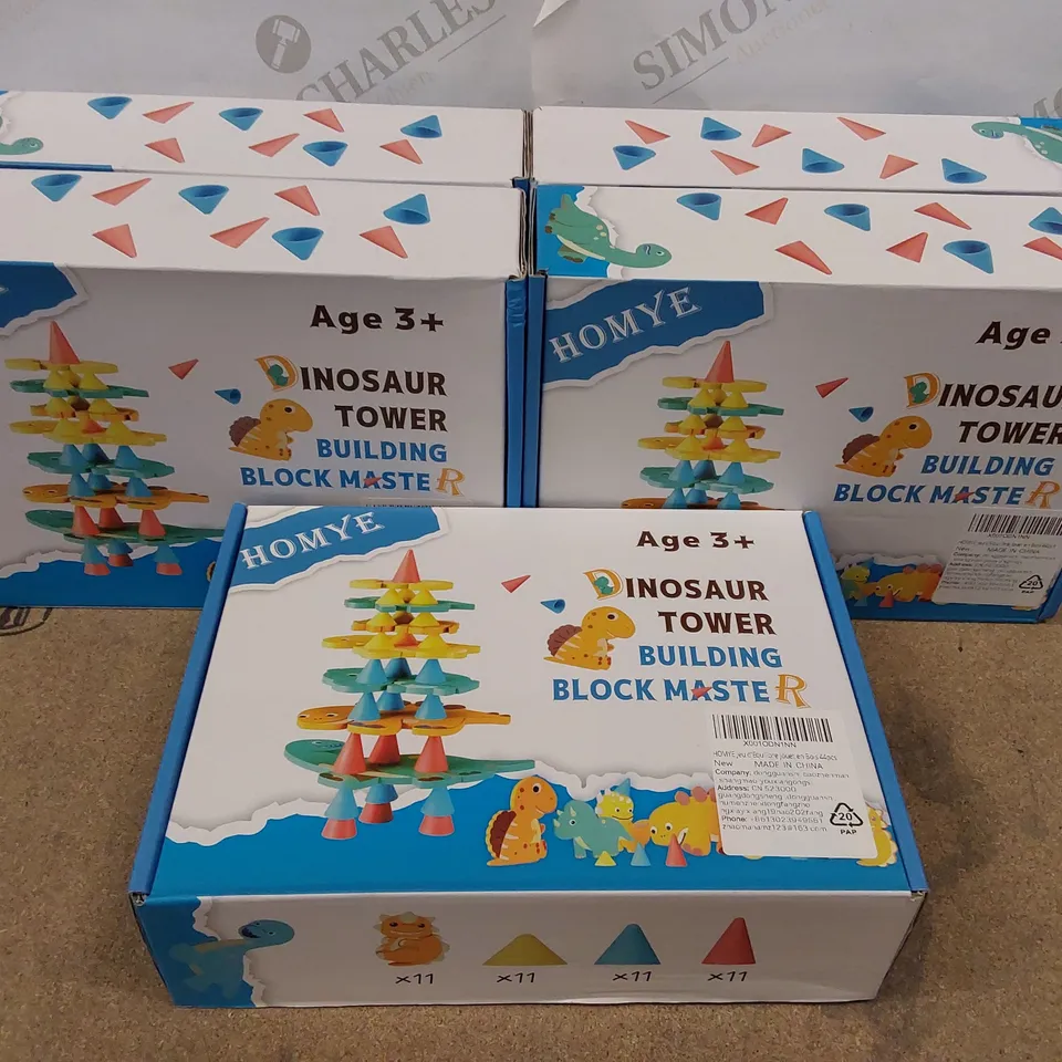 LOT OF APPROXIMATELY 5X HOMYE DINOSAUR TOWER BUILDING BLOCKMASTER TOY SETS (1 ITEM)