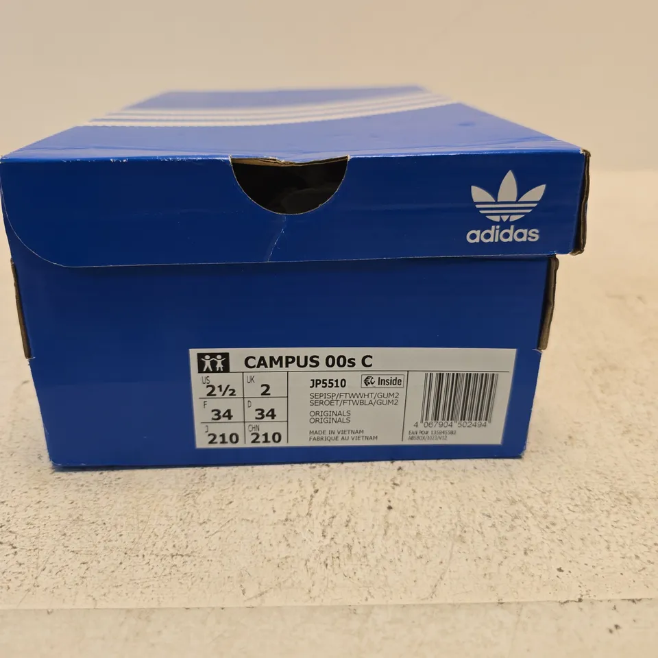 ADIDAS CAMPUS SNEAKERS – PINK SUEDE WITH WHITE STRIPES (CAMPUS 00S C) SIZE UK 2