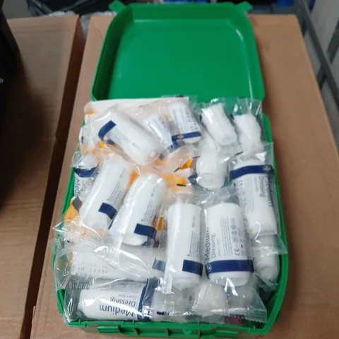 GREEN FIRST AID KIT BOX WITH WORKPLACE CONTENTS