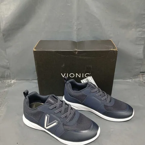 BOXED PAIR OF VIONIC AGILE NAVY TRAINERS - SIZE 7 