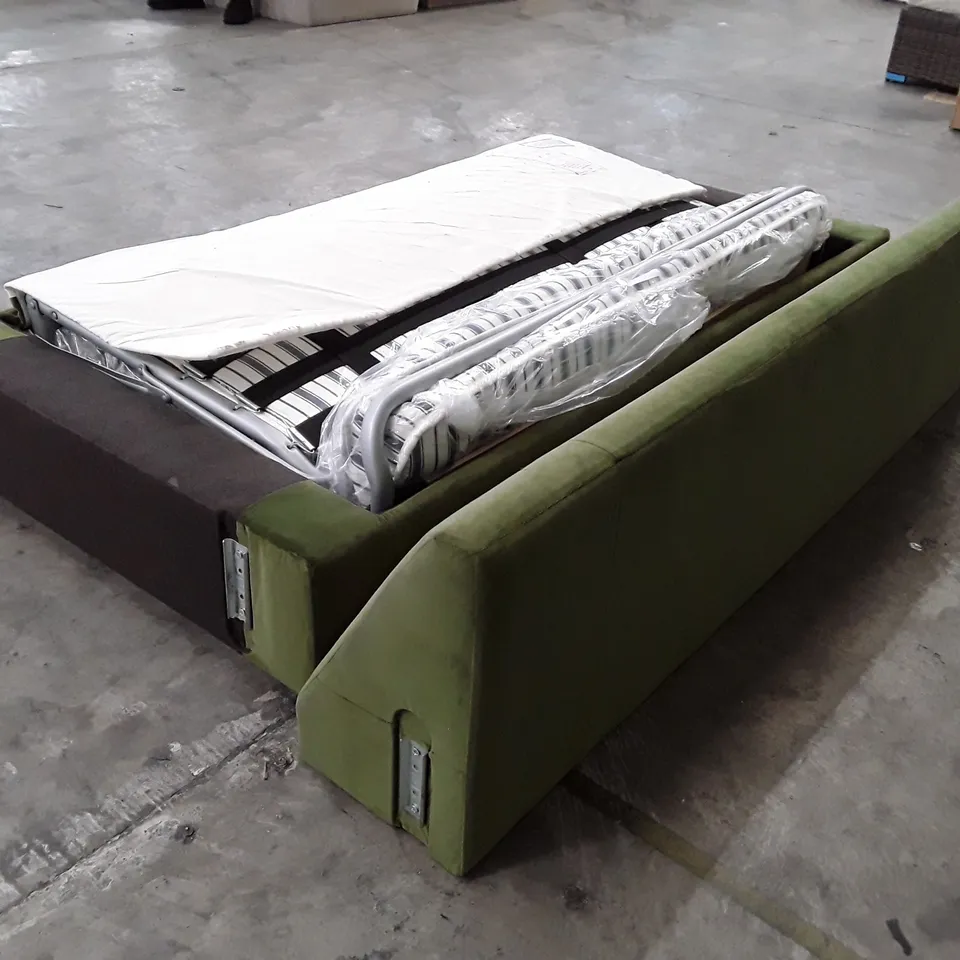 QUALITY DESIGNER SOFA BED BASE - GREEN FABRIC 