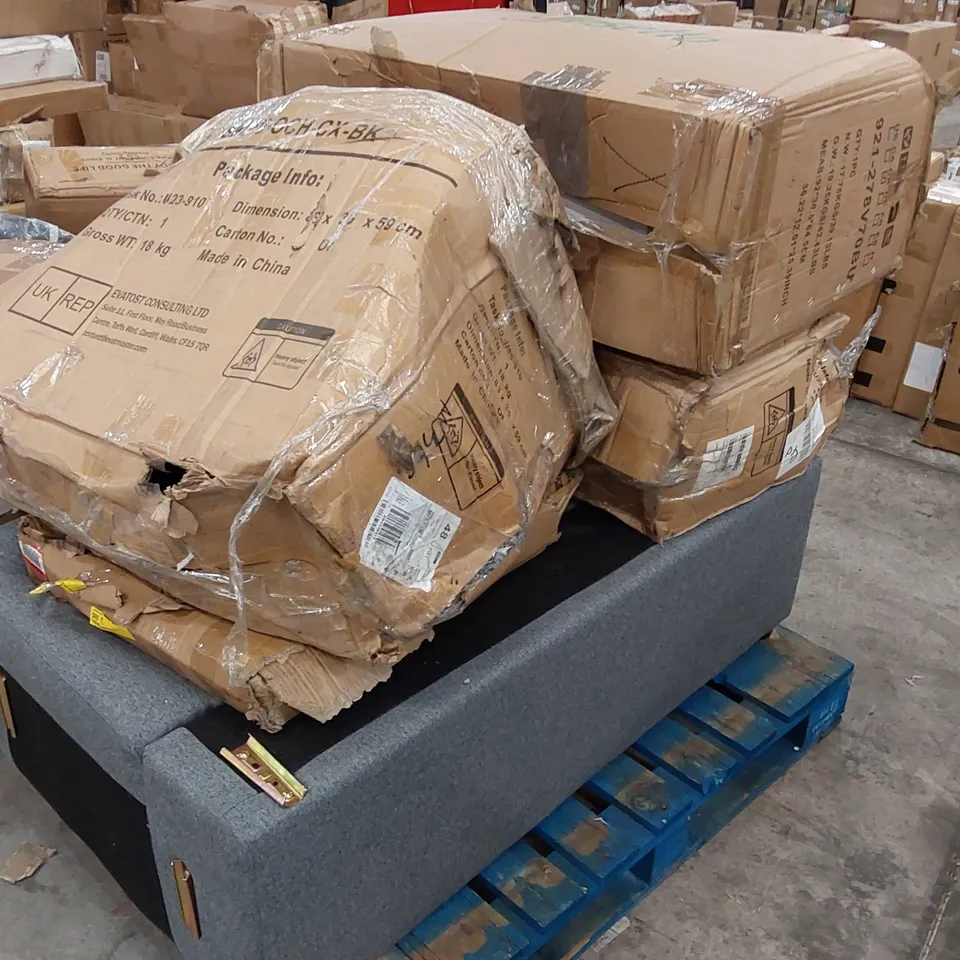 PALLET OF ASSORTED FURNITURE PARTS AND CONSUMER GOODS 