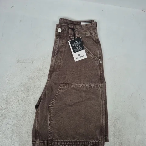 PULL & BEAR RELAXED FIT SHORTS IN BROWN SIZE 30