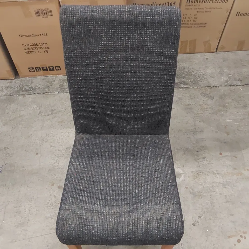 DESIGNER CHUNKY WEAVE FABRIC HIGH BACK UPHOLSTERED DINING CHAIR