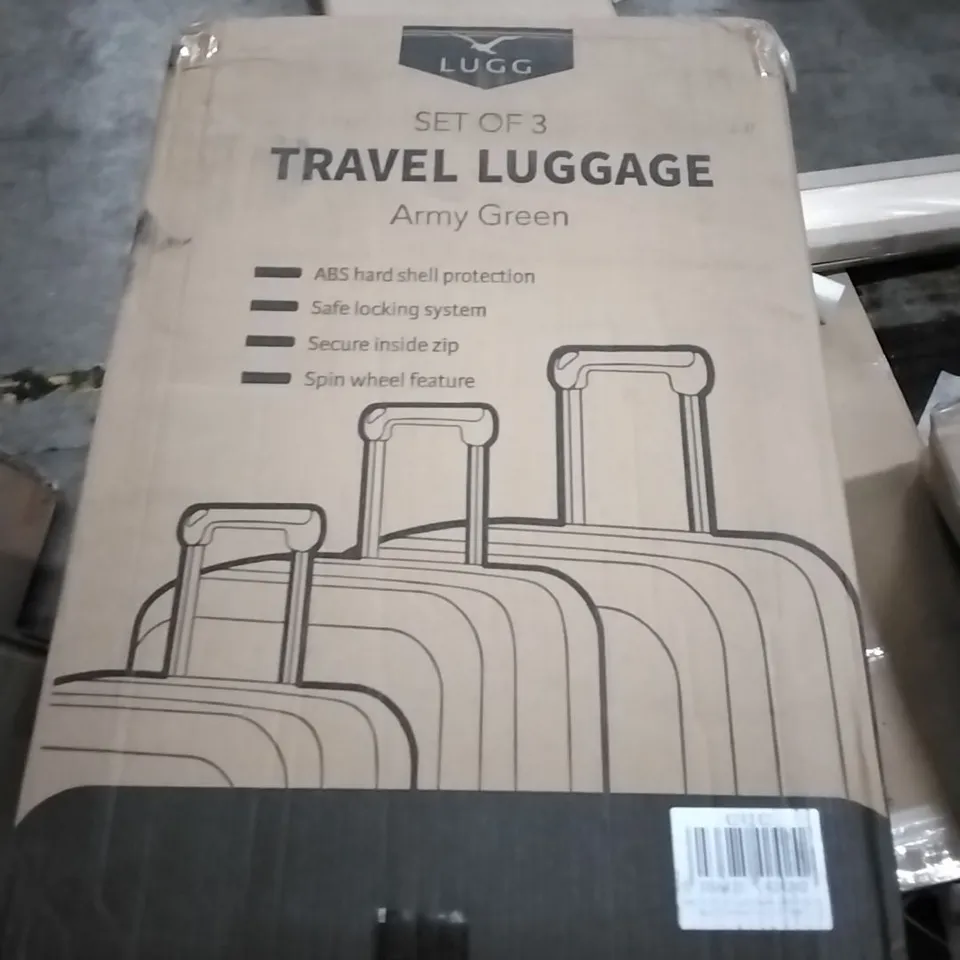 BOXED LUGG TRAVEL LUGGAGE SUITCASE - ARMY GREEN 