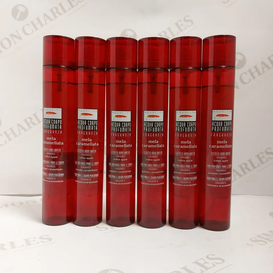 BOX OF 6 AQUOLINA TOFFEE APPLE SCENTED BODY WATER - 150ML