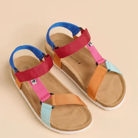 BOXED PAIR OF BRAKEBURN PLAYFUL WEBBING STRAP SANDALS - UK SIZE 7
