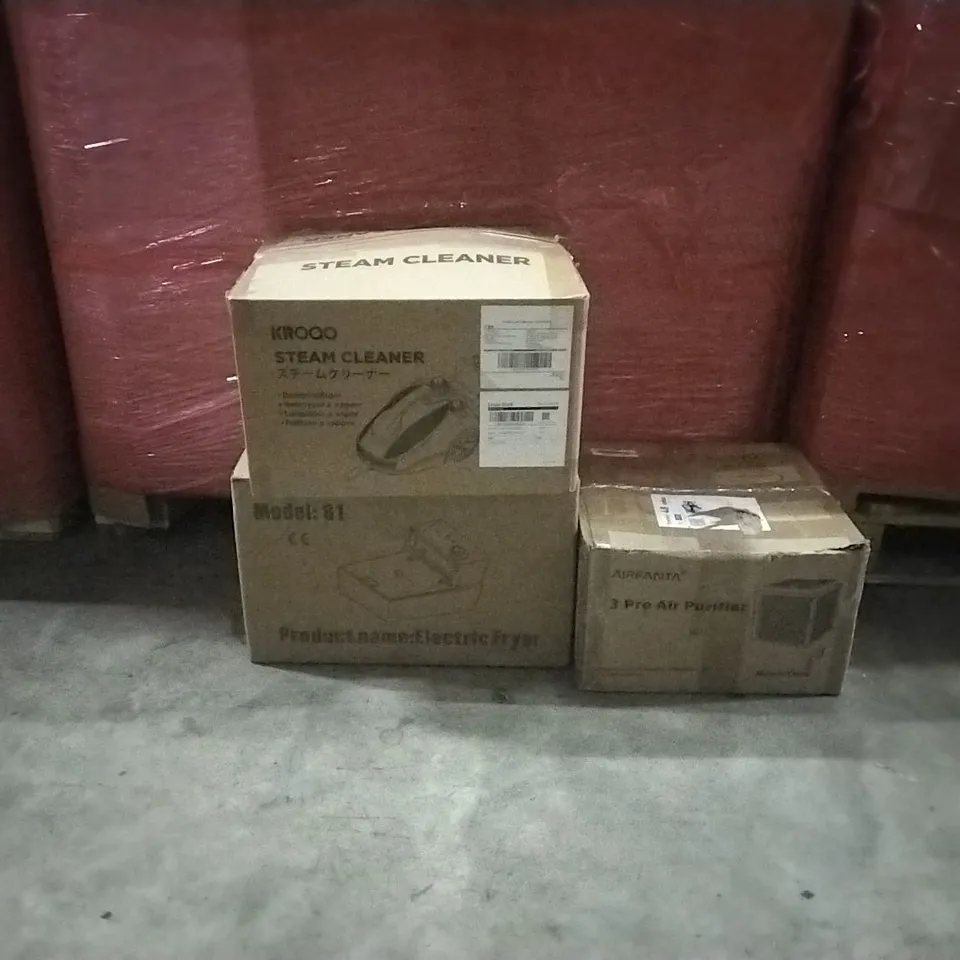 PALLET OF ASSORTED PRODUCTS AND HOUSEHOLD GOODS TO INCLUDE;STEAM CLEANER,AIR PURIFIER,ELECTRIC FRYER