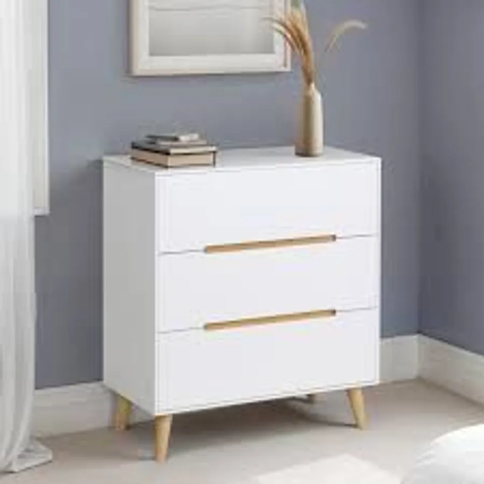 BOXED ALICIA 3 DRAWER CHEST - MATT WHITE