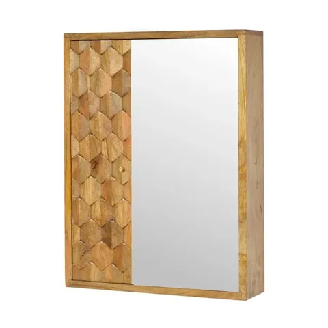 BOXED AENWOOD 44CM X 58CM SOLID WOOD SURFACE MOUNT MIRROR CABINET (1 BOX)