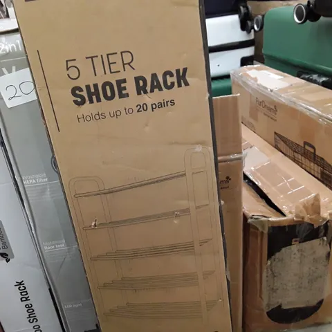 BOXED KEPLIN 5 TIER SHOE RACK FITTING 20 PAIRS SILVER COLOUR 