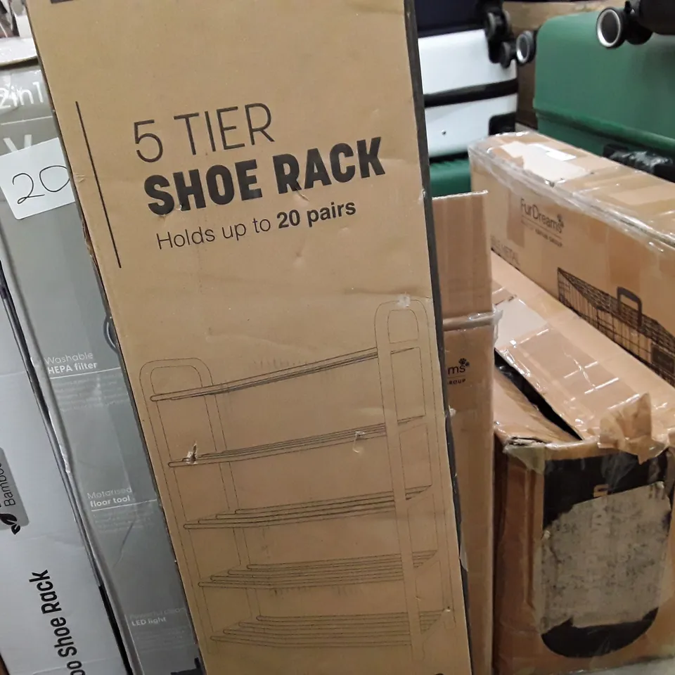 BOXED KEPLIN 5 TIER SHOE RACK FITTING 20 PAIRS SILVER COLOUR
