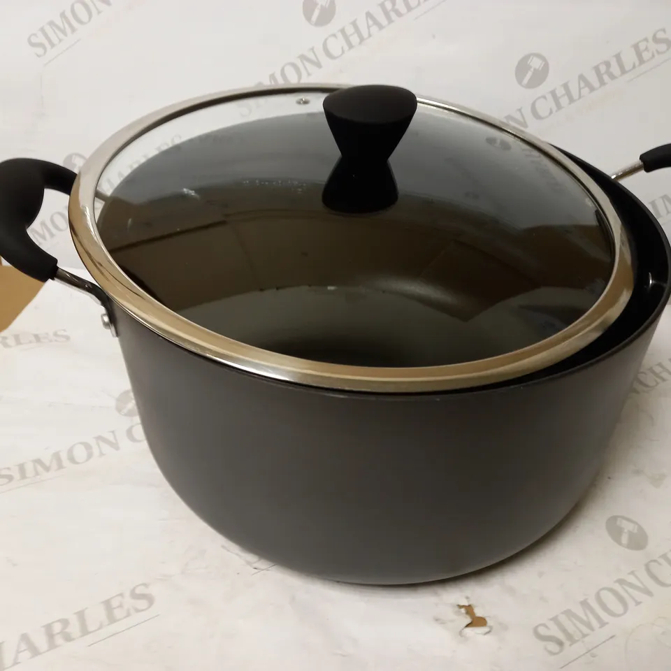 ZINEL NON-STICK STOCKPOT/CASSEROLE WITH HARD ANODISED INDUCTION BASE, GREY, 30CM