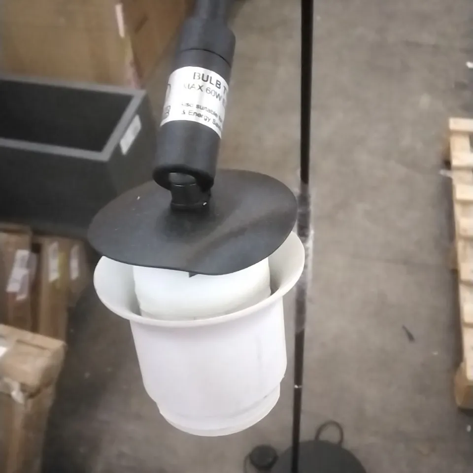 BOXED BLACK FLOOR LAMP - WITH COPPER LAMP SHADE , SLIGHTLY DAMAGED