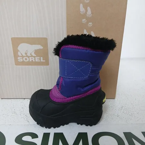 SOREL TODDLER SNOW COMMANDER BOOTS BLUE/PURPLE– UK 3,