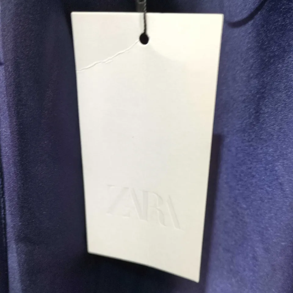 ZARA SATIN SLIP DRESS NAVY – SIZE S