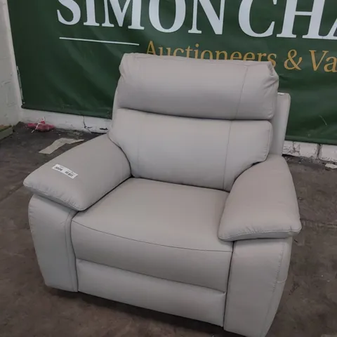 QUALITY ITALIAN DESIGNER EASY CHAIR LIGHT GREY LEATHER 