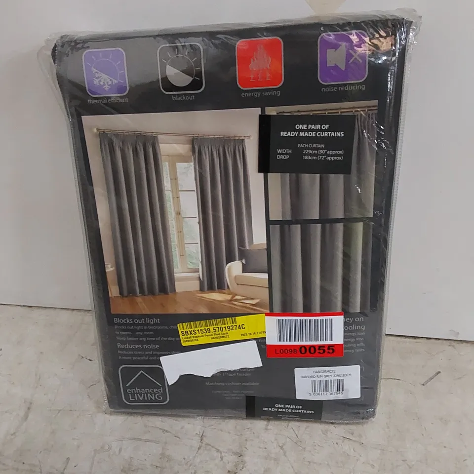 BAGGED LANDAFF BLACKOUT PENCIL PLEAT CURTAINS IN GREY // SIZE: 229 X 183cm