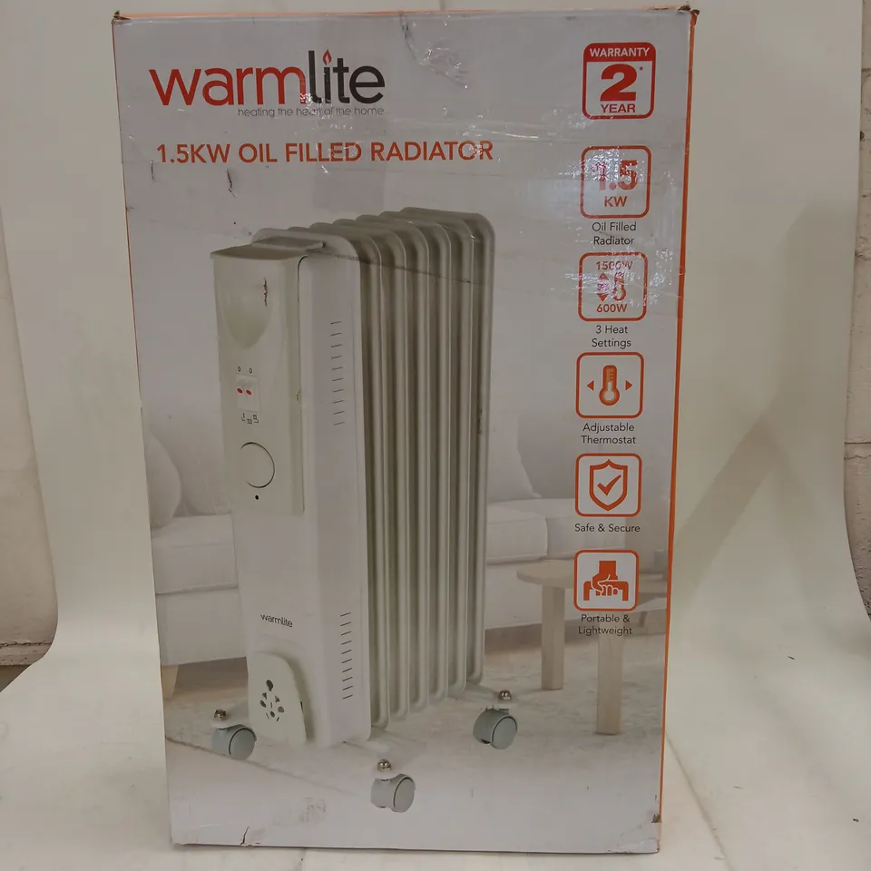 Warmlite 1.5kW Oil-Filled Radiator (WL43003YW) - Boxed