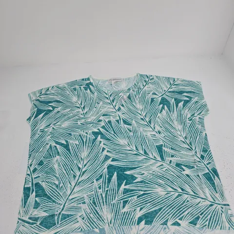 UK 14/16 MUDFLOWER TEAL PALM PRINT TOP