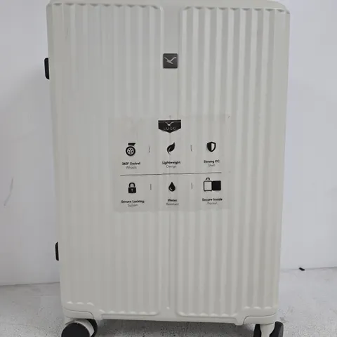 LUGG LARGE LIGHTWEIGHT RIBBED WHITE SUITCASE 