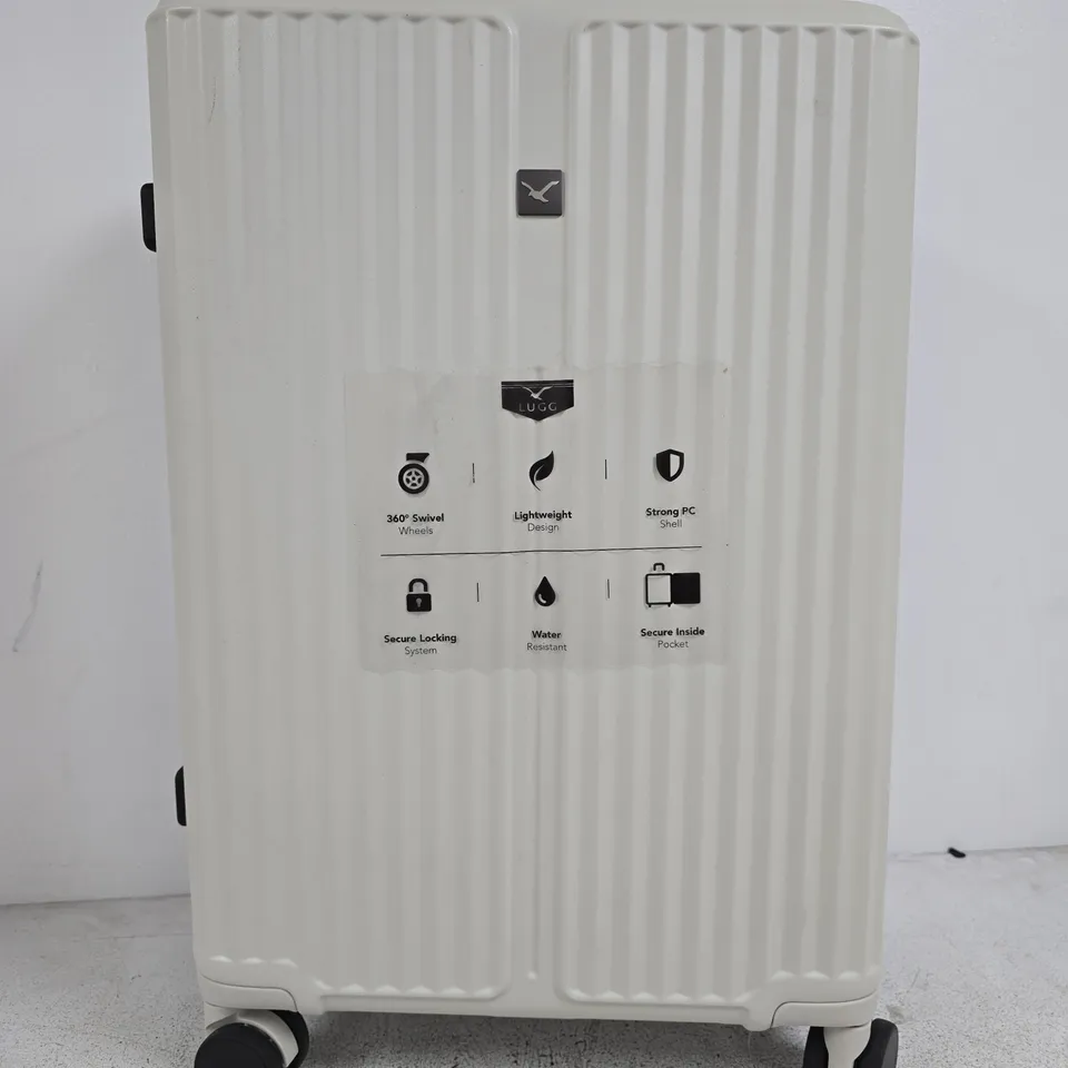 LUGG LARGE LIGHTWEIGHT RIBBED WHITE SUITCASE 