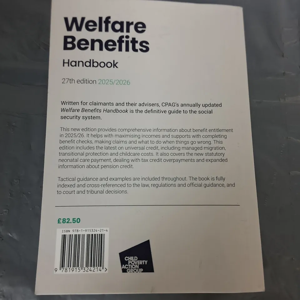 CPAG WELFARE BENEFITS HANDBOOK 27TH EDITION 25/26