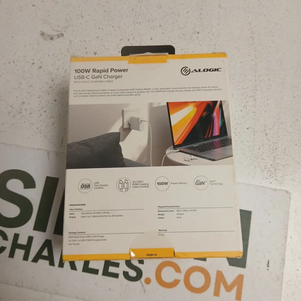 ALOGIC 100W USB-C GAN CHARGER BOXED