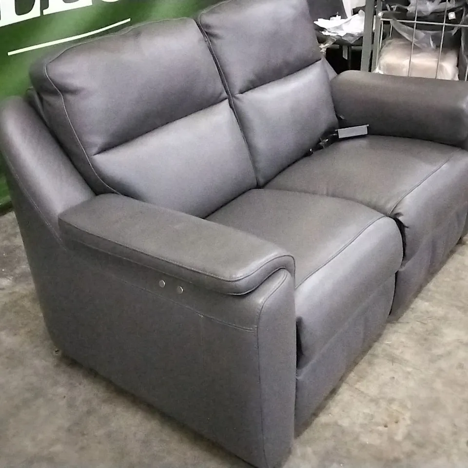 QUALITY ITALIAN DESIGNER AVILA POWER RECLINER LOVESEAT MEDIUM GREY LEATHER