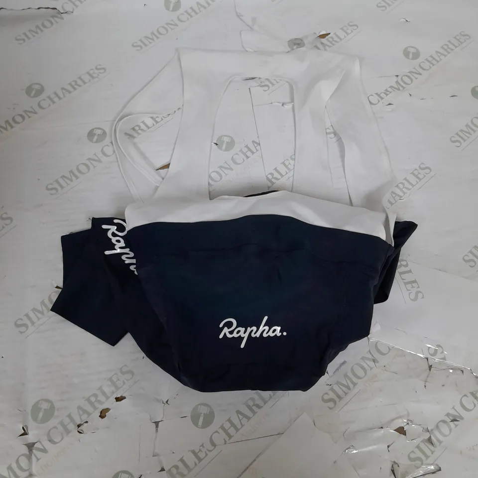 RAPHA CYCLING BODY SUIT WITH PADDED BOTTOM IN NAVY & WHITE - SMALL