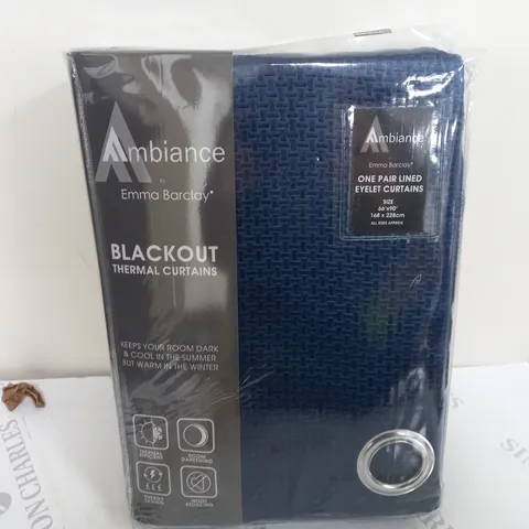 AMBIANCE ONE PAIR BLACKOUT THERMAL LINED EYELET CURTAINS (168x228cm)