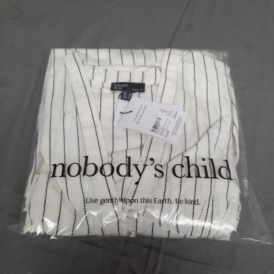 SEALED NOBODYS CHILD STARLIGHT MINI DRESS INDIA CREAM NEUTRAL STRIPE - UK 10