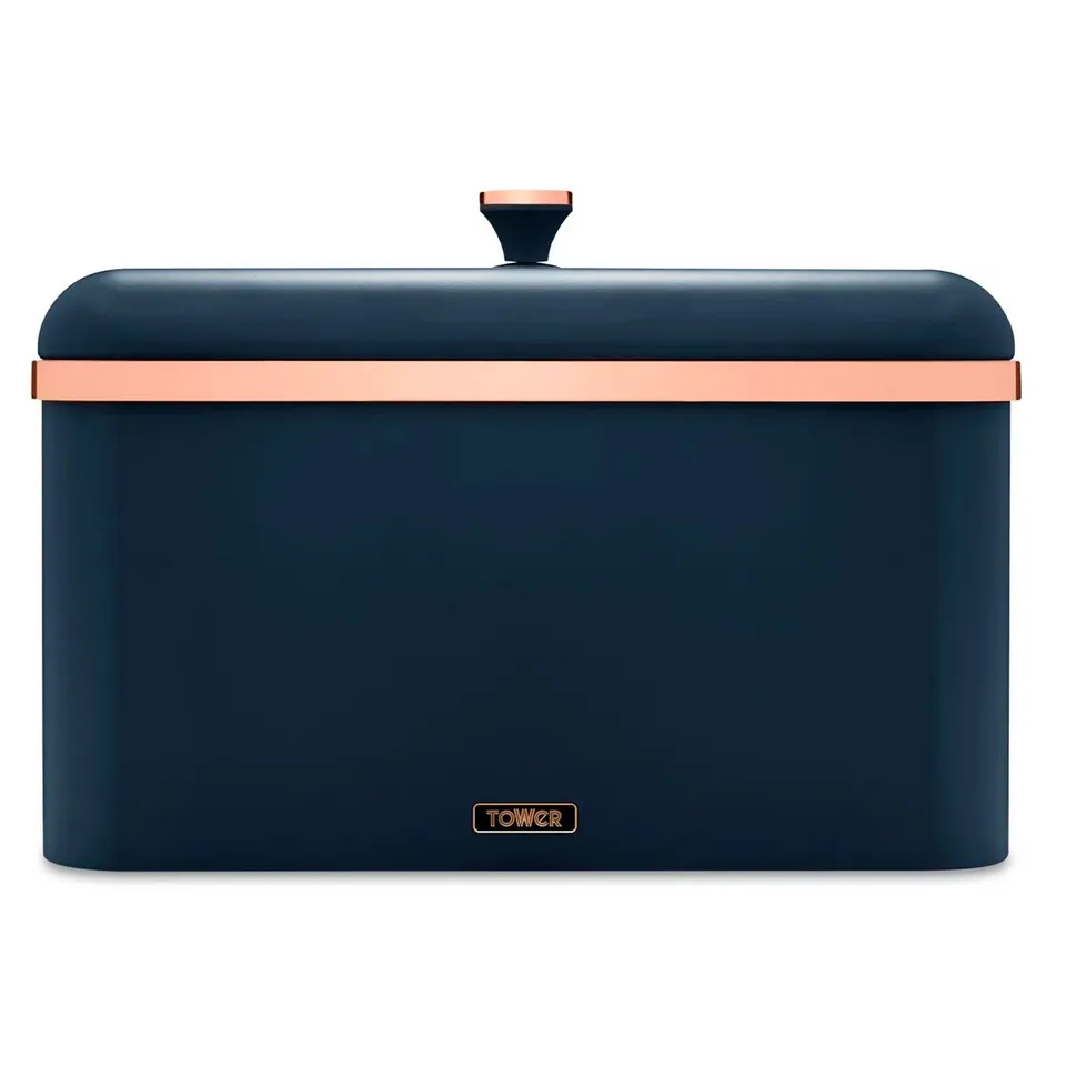 BOXED TOWER T826130 CAVALETTO BREAD BIN WITH REMOVABLE LID, LARGE CAPACITY - MIDNIGHT BLUE (1 BOX)
