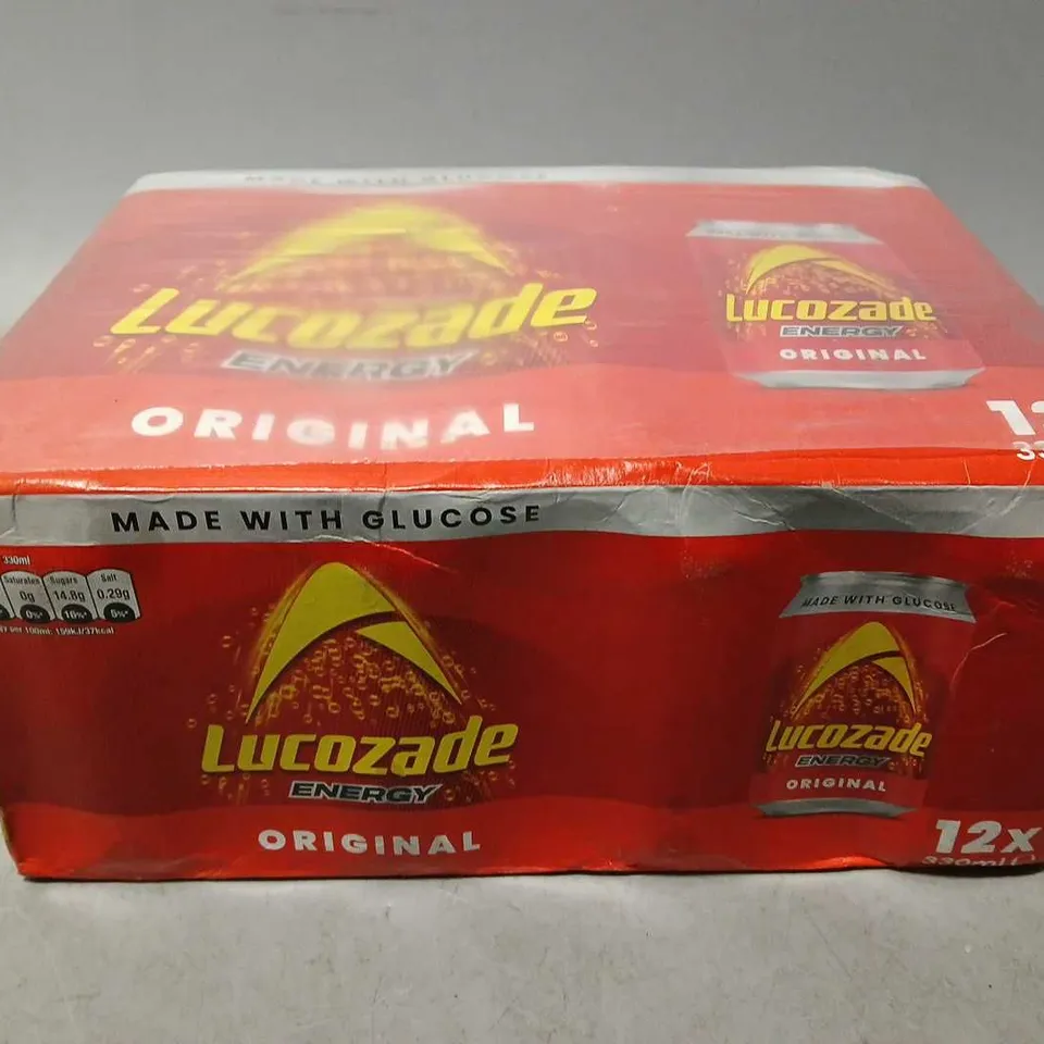 BOXED AND SEALED LUCOZADE ENERGY ORIGINAL (12x330ml) - COLLECTION ONLY