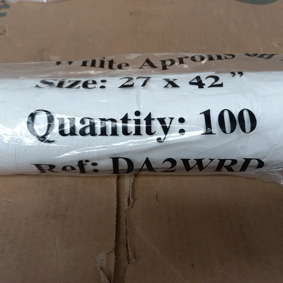 10 X SET OF 100 WHITE APRONS ON ROLL 27 X 42" 