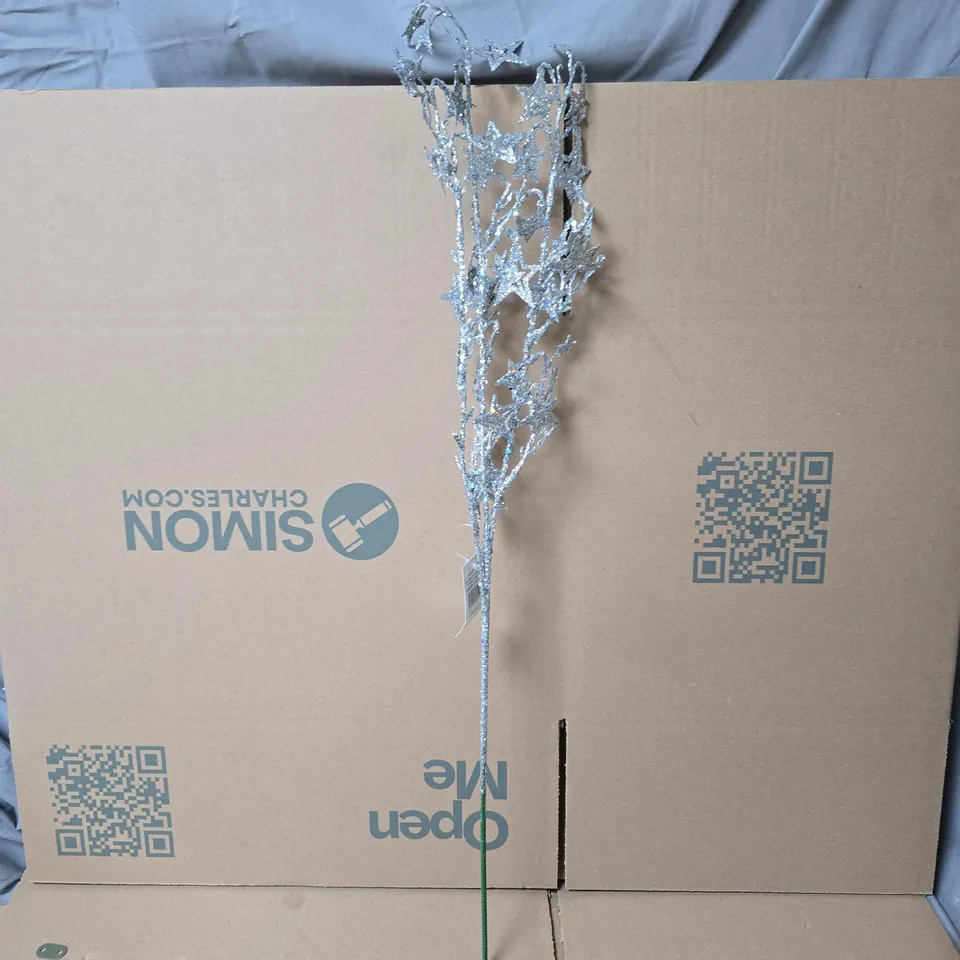 12X GISELA GRAHAM FAUX FLOWER DECORATION SILVER GLITTER 