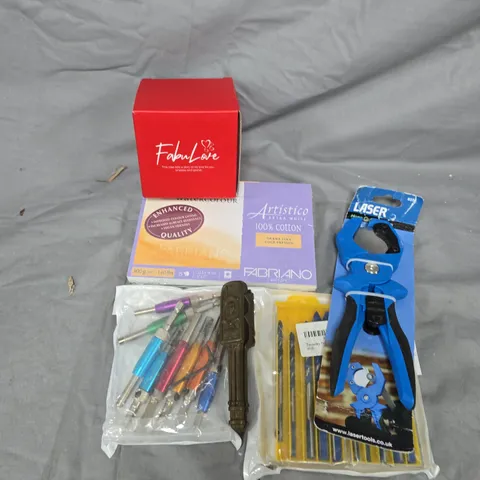 BOX OF ASSORTED ITEMS TO INCLUDE - TOOLS - NUT CRACKER -  DRILL BIT  