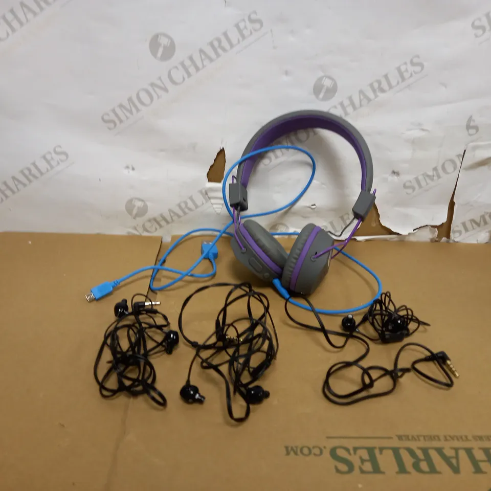 LOT OF 3 SONY MDR-EX15AP EARBUDS AND 1 JLAB JBUDDIESSTUDIO WIRELESS HEADPHONES