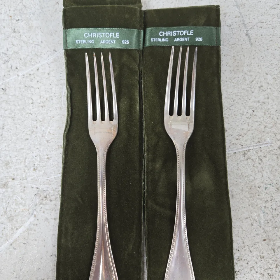 PAIR OF CHRISTOFLE STERLING ARGENT 925 DINNER FORKS