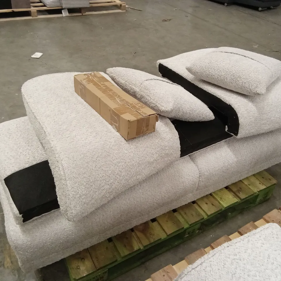 UNASSEMBLED LOREN 3 SEATER SOFA, LIGHT GREY CLASSIC BOUCLE FABRIC