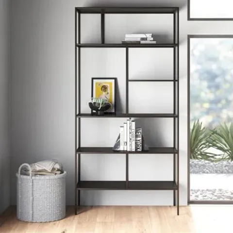 BOXED WINTHROP 182.9cm H x 91cm W STEEL STANDARD BOOKCASE - BLACKENED BRONZE FINISH (1 BOX)