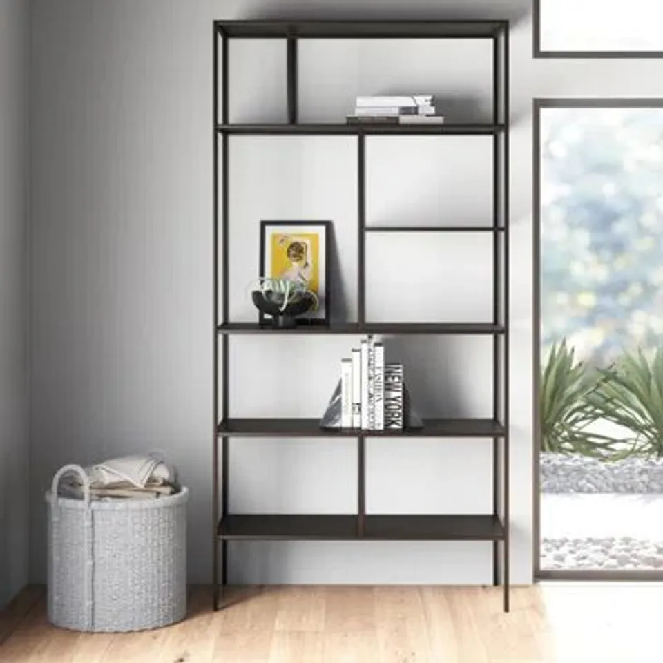 BOXED WINTHROP 182.9cm H x 91cm W STEEL STANDARD BOOKCASE - BLACKENED BRONZE FINISH (1 BOX)