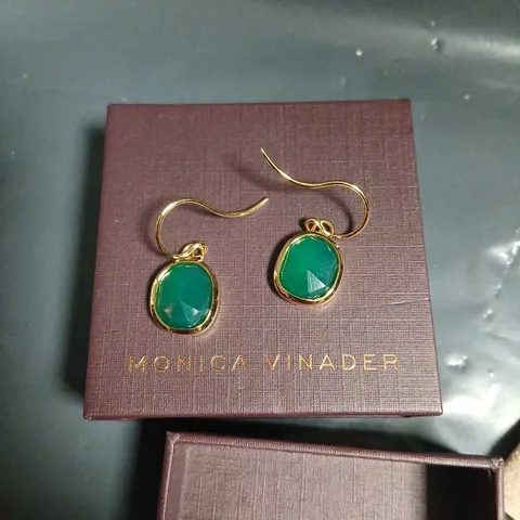MONICA VINADER GREEN CABOCHON STONE DROP EARRINGS
