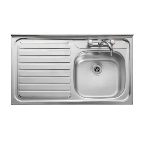 BOXED CONTRACT 1000×600MM STAINLESS STEEL SIT ON SINK WITH BOWL & LEFT-HAND DRAINER