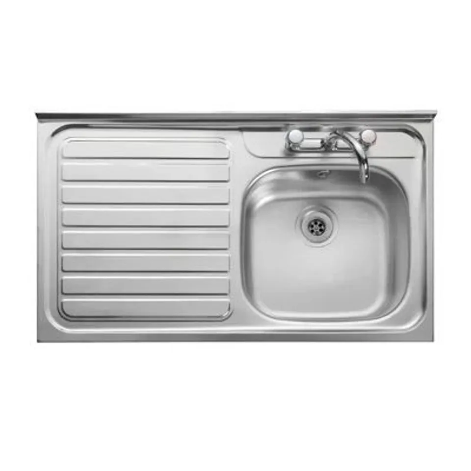 BOXED CONTRACT 1000×600MM STAINLESS STEEL SIT ON SINK WITH BOWL & LEFT-HAND DRAINER